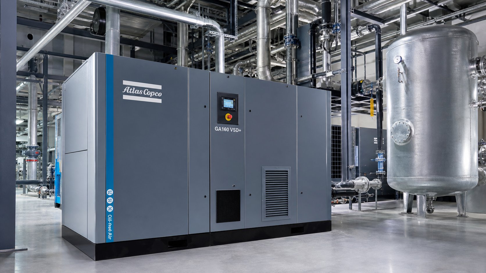 کمپرسور اسکرو صنعتی اطلس کوپکو GA160 VSD+