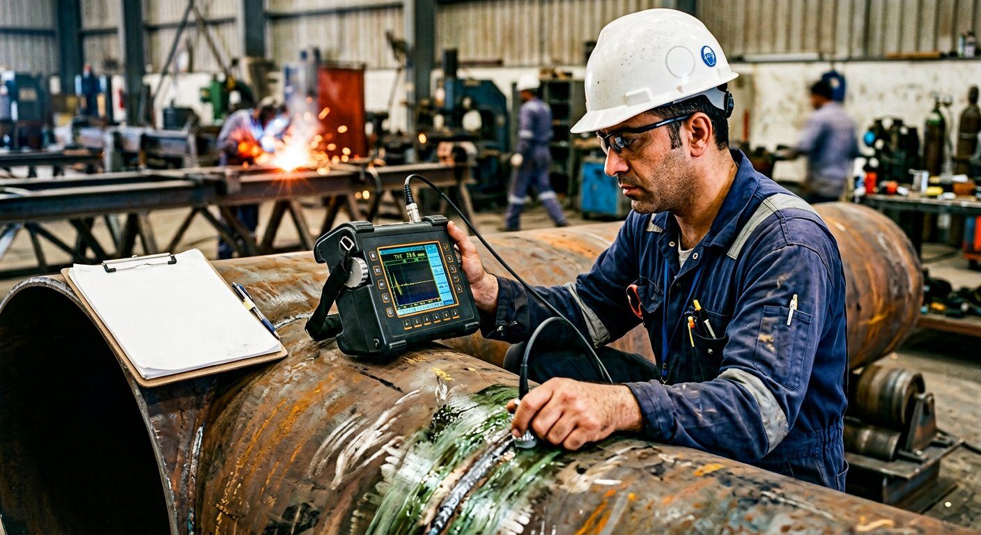 بازرسی NDT و ضخامتسنجی التراسونیک جوش لوله